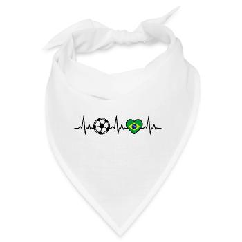 Brasilien Fußball Herzschlag Flagge Brasili  - Bandana - Weiß - Vorne
