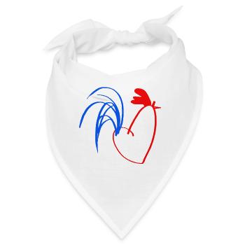 Hahn blau weiß rot - Bandana - Weiß - Vorne