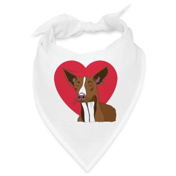 Podenco mit Herz - Bandana - Weiß - Vorne