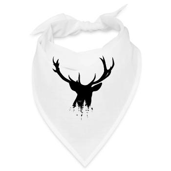 hirsch geweih deer forest symbol portrait Wald - Bandana - Weiß - Vorne
