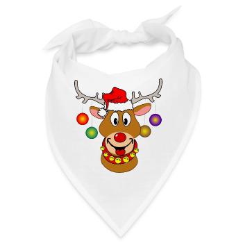 Frohe Weihnachten Rudolf Rentier-Weihnachtskugeln - Bandana - Weiß - Vorne