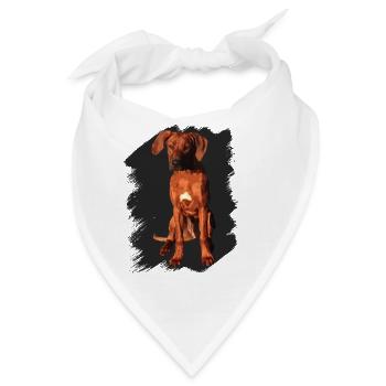 Rhodesian Ridgeback auf schwarzem Hintergrund - Bandana - Weiß - Vorne