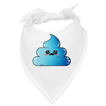 Blauer Poop - blauer Kackhaufen - Bandana - Weiß - Vorne