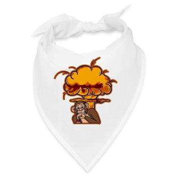 Monkey On The Button - Bandana - Weiß - Vorne