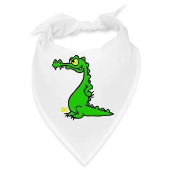 Smiling Crocodile, dreifarbiges Design - Bandana - Weiß - Vorne