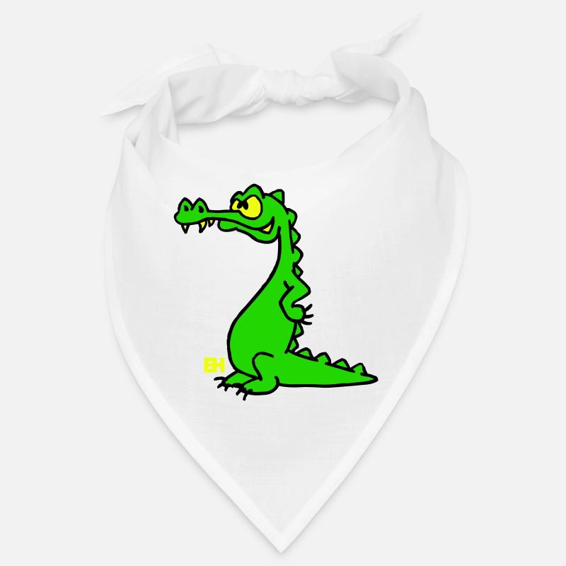 Crocodile souriant, design à trois couleurs - Bandana - blanc
