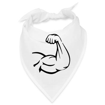 Arm Muskeln Bizeps - Bandana - Weiß - Vorne