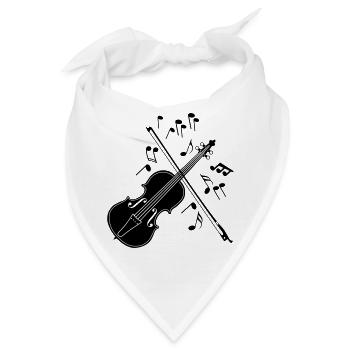 Violine mit Noten - Bandana - Weiß - Vorne