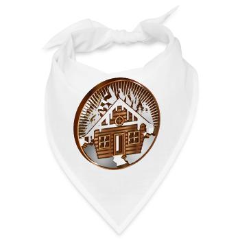 verschneite Hütte in den Bergen als Medallion - Bandana - Weiß - Vorne