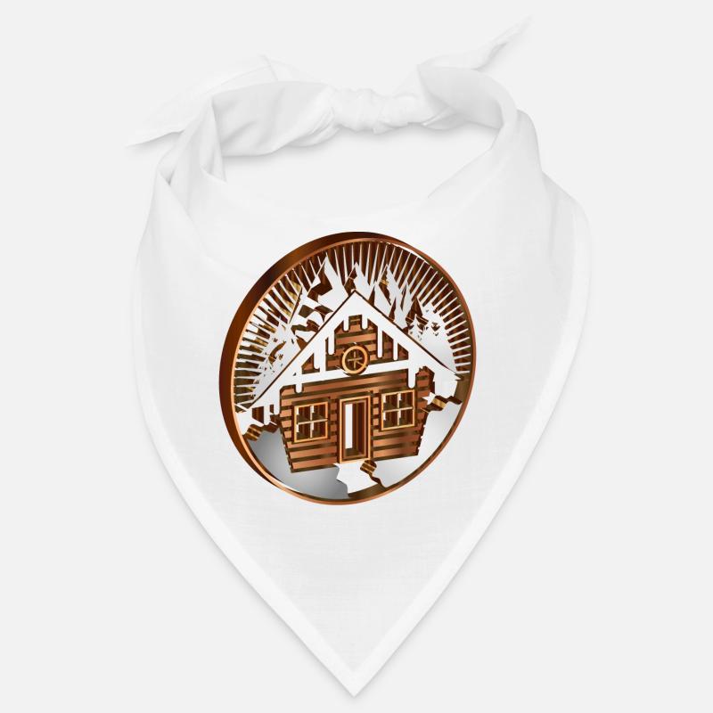 Cabane enneigée dans les montagnes en médaillon Bandana