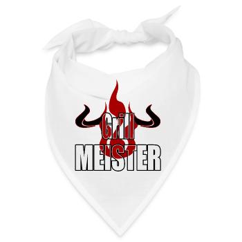 Grillmeister Flamme Hörner Rind Fleischesser Grill - Bandana - Weiß - Vorne