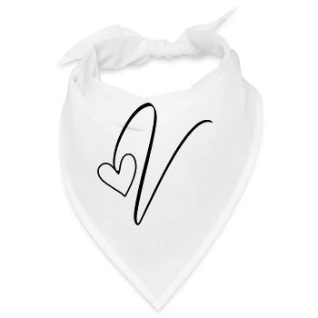 Buchstabe V Buchstabe-V Kalligrafie - Bandana - Weiß - Vorne