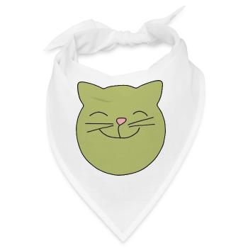 katzenkopf grün - Bandana - Weiß - Vorne