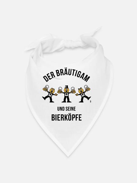 Der Bräutigam / Bierköpfe (Karikatur / 3C / B) - Bandana - Weiß - Vorne