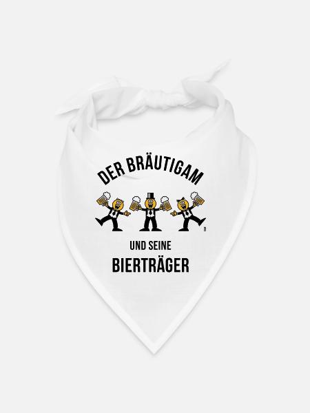 Der Bräutigam / Bierträger (Karikatur / 3C / B) - Bandana - Weiß - Vorne