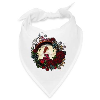 Prinzessin im Rosengarten in Jugendstil Optik - Bandana - Weiß - Vorne