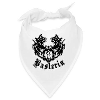 Wappen im Schwarzmetall-Stil: Baslerin - Bandana - Weiß - Vorne