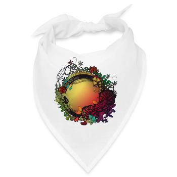 üppiger bunter Rosengarten in Jugendstil Optik - Bandana - Weiß - Vorne