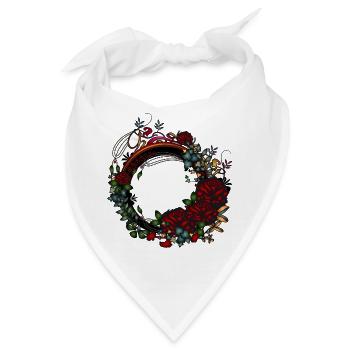 dunkler Jugendstil Rahmen Rosengarten bei Nacht - Bandana - Weiß - Vorne