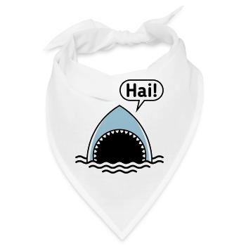 Hai! (Haifisch / Sprechblase / Comic / Cartoon) - Bandana - Weiß - Vorne
