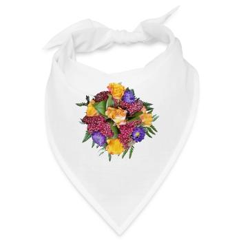 Gelb-Lila Rosenstrauß Mix - Bandana - Weiß - Vorne