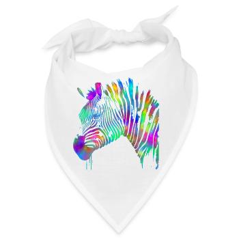 Zebra in Aquarell gemalt – Regenbogen - Bandana - Weiß - Vorne