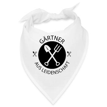 gärtner aus leidenschaft Spaten Gabel Rechen Logo - Bandana - Weiß - Vorne