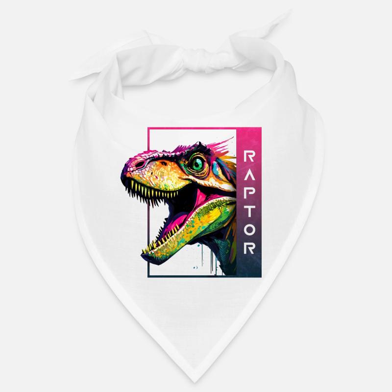 Dynamischer Velociraptor - Brüllender Raptor Artwork - Bandana - Weiß