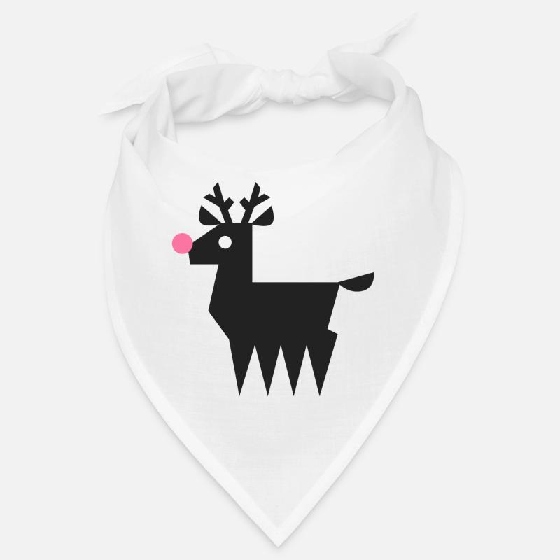Rentier Rudolf Logo L schwarz mit neonpinker Nase - Bandana - Weiß