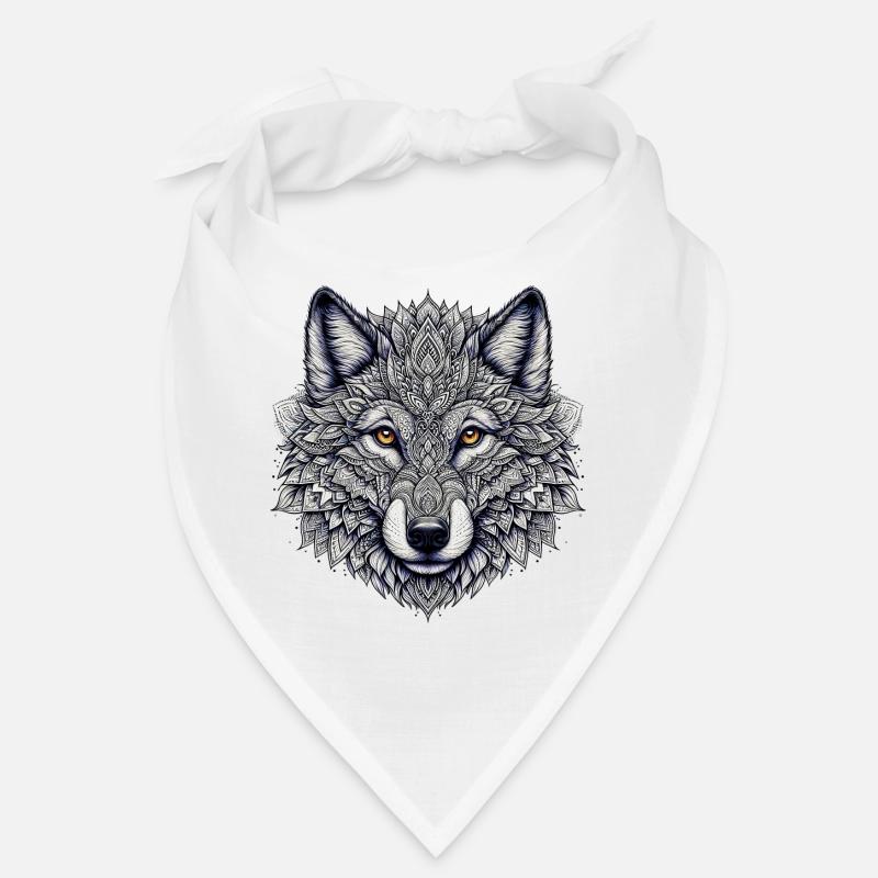Wolf mit Mandalas verziert Bandana