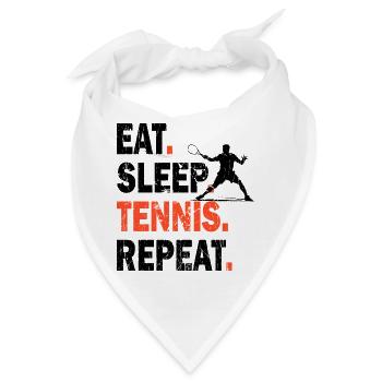 Shirt Tennis Eat Sleep Tennis Repeat Design Dunkel - Bandana - Weiß - Vorne