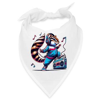 fröhliches Streifenhörnchen mit Kopfhörern - Bandana - Weiß - Vorne