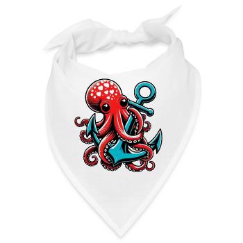 Oktopus umarmt einen Anker - Bandana - Weiß - Vorne