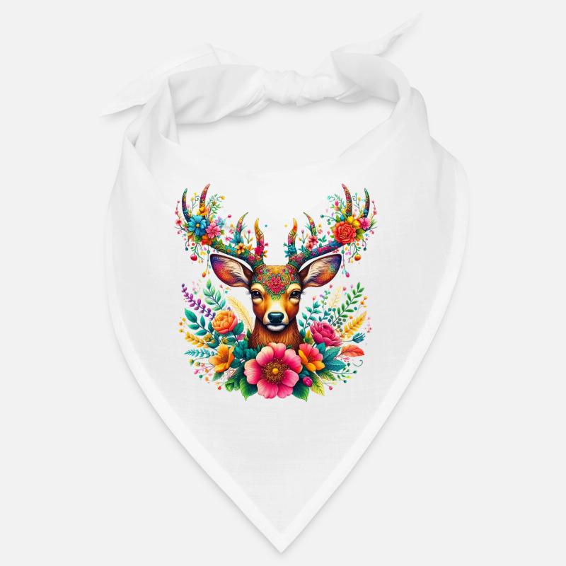 Cerf décoré de fleurs Bandana