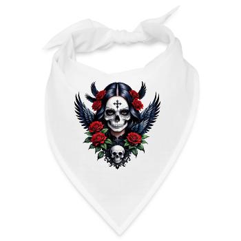 Sugar Skull Engel mit Rosen. - Bandana - Weiß - Vorne