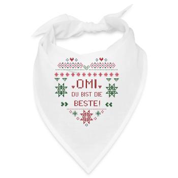 Weihnachten, Ugly Christmas, Omi du bist die Beste - Bandana - Weiß - Vorne