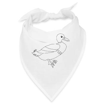 Ente / Erpel - Grafik schwarz-weiss - Bandana - Weiß - Vorne