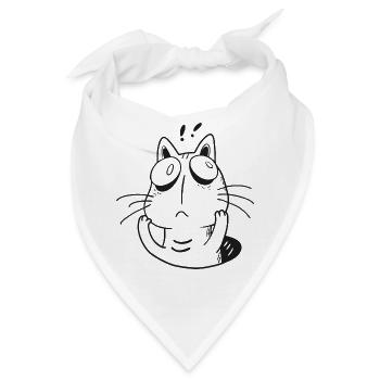 Ängstliche Katze – Lustige überdenkende Mieze - Bandana - Weiß - Vorne