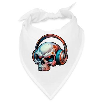 Schädel mit kopfhörer - Bandana - Weiß - Vorne