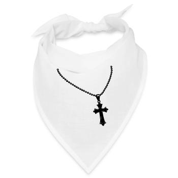 Kette mit Kreuz - Bandana - Weiß - Vorne