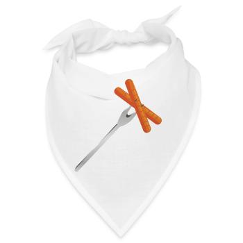 Grillwürste auf Gabel – Rustikales BBQ-Motiv - Bandana - Weiß - Vorne