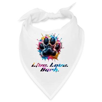 Bunte Pfote mit Emotionen - Bandana - Weiß - Vorne