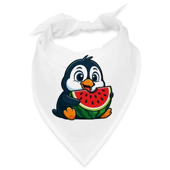 Süßer Pinguin mit Wassermelone Cartoon Obst Arktis - Bandana - Weiß - Vorne
