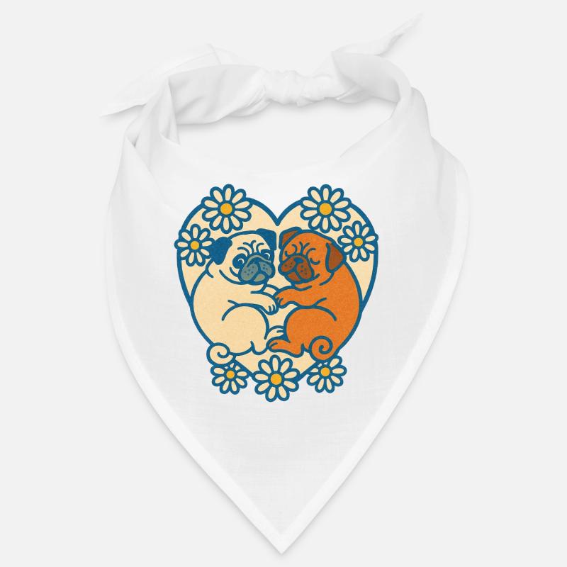Verspieltes Mops-Paar-Herz-Design Bandana
