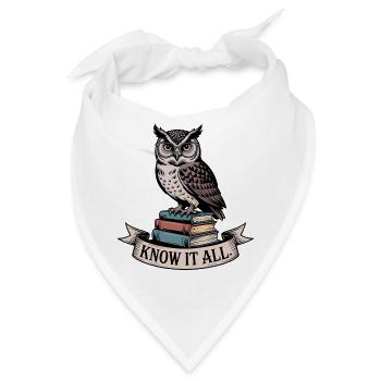 Eule auf Büchern weiß alles - Bandana - Weiß - Vorne