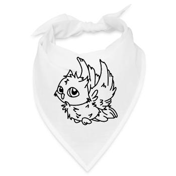 Eule im Flug – mystisches Eulenmotiv Nachtvogel - Bandana - Weiß - Vorne