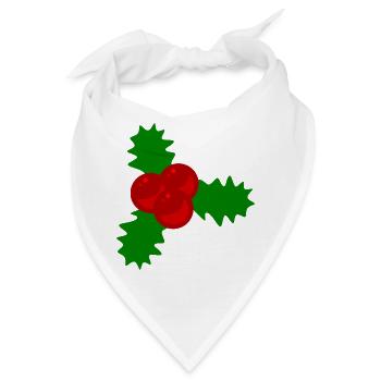 Stechpalmen Beeren Weihnachtsmotiv - Bandana - Weiß - Vorne