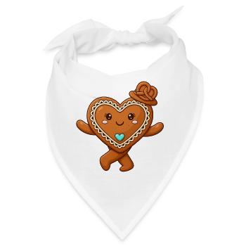 Lebkuchen Herzchen - Bandana - Weiß - Vorne