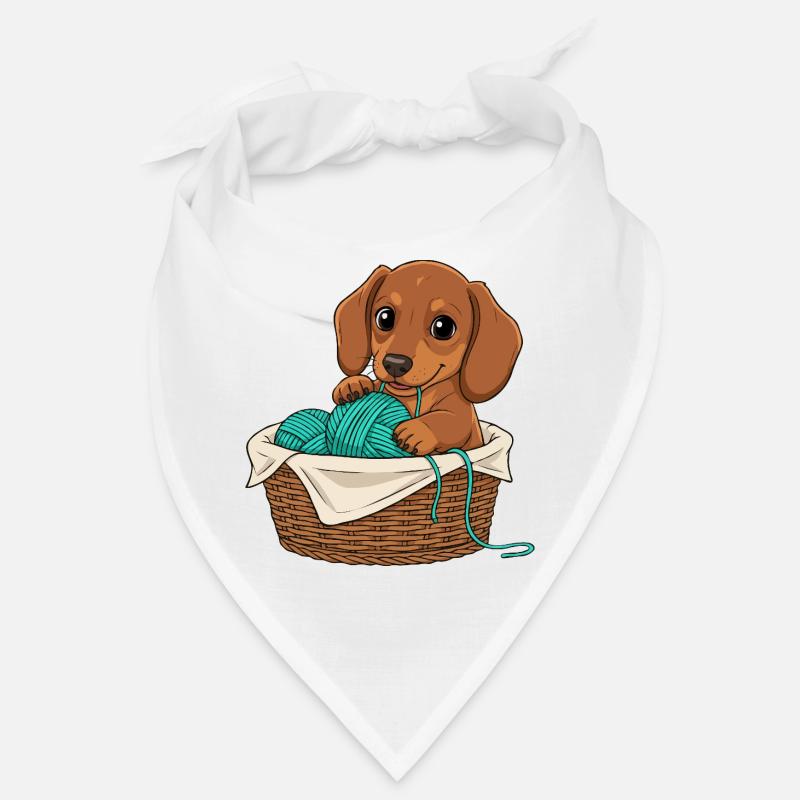 Dackelwelpe im Korb Bandana