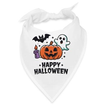 Kürbis-Geist-Fledermaus Halloween - Bandana - Weiß - Vorne